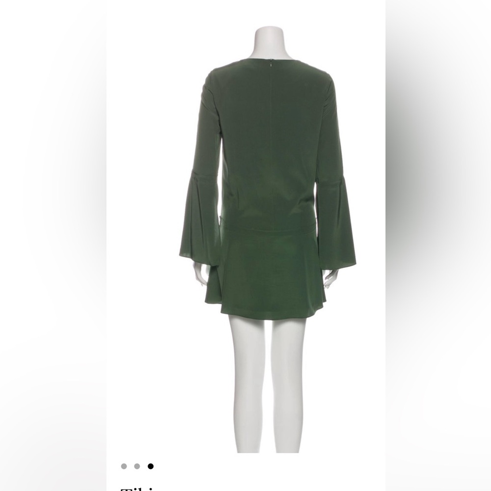 Tibi Green Off the Shoulder Bell Sleeve Sweater Dress